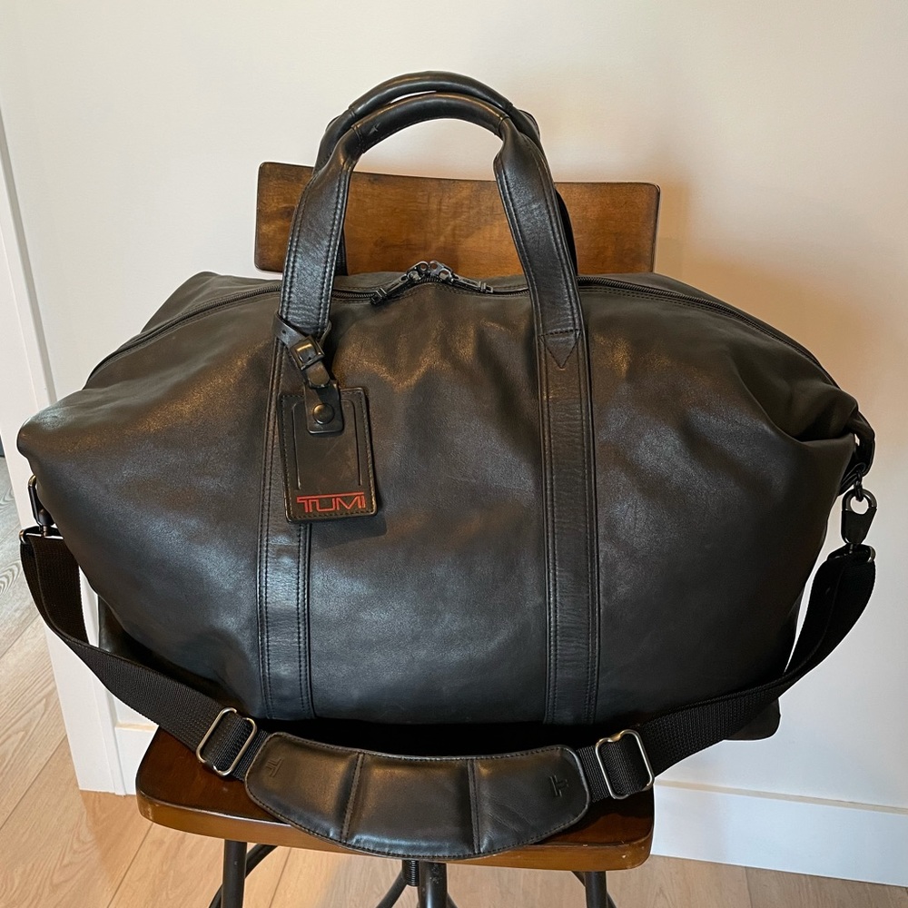 TUMI Alpha Black 23” Leather Satchel Carry On